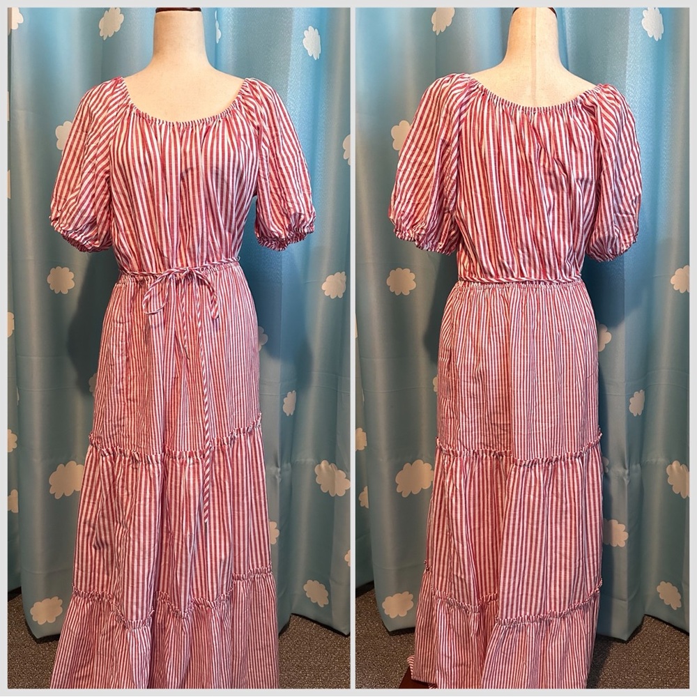 Draper James red and white striped sundress.